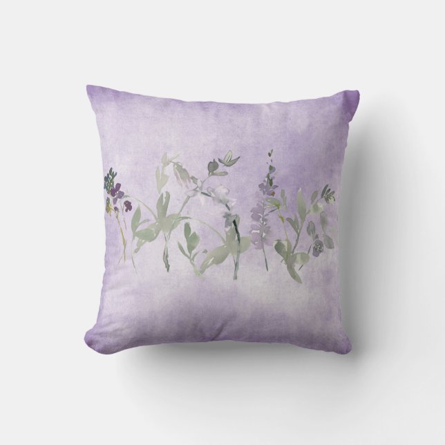 Lavender Watercolor Floral Chic Kissen (Vorderseite)