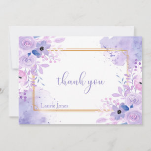 Lavender Watercolor Floral Danke Note Card