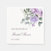 Lavender Watercolor Floral Peony Brautparty Serviette (Vorderseite)