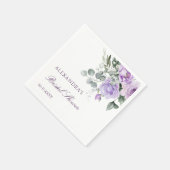 Lavender Watercolor Floral Peony Brautparty Serviette (Ecke)