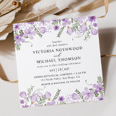 Lavender Watercolor Floral Square Wedding Einladung