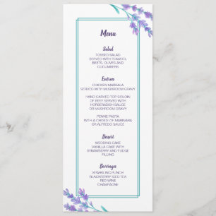 Lavender Watercolor Floral Wedding Card Menükarte