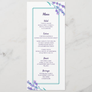 Lavender Watercolor Floral Wedding Card Menükarte