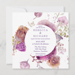 Lavender Watercolor Floral Wedding Einladung