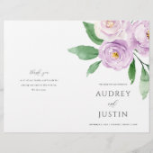 Lavender Watercolor Floral Wedding Paper Program Flyer (Vorne)