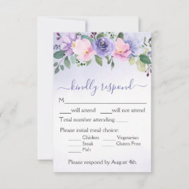 Lavender Watercolor Floral Wedding RSVP Karte
