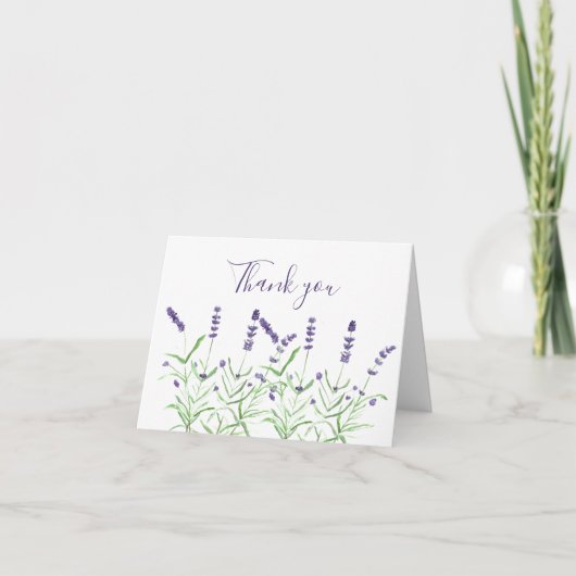 Lavender Watercolor Floral Wedding Vielen Dank Dankeskarte (Vorderseite)