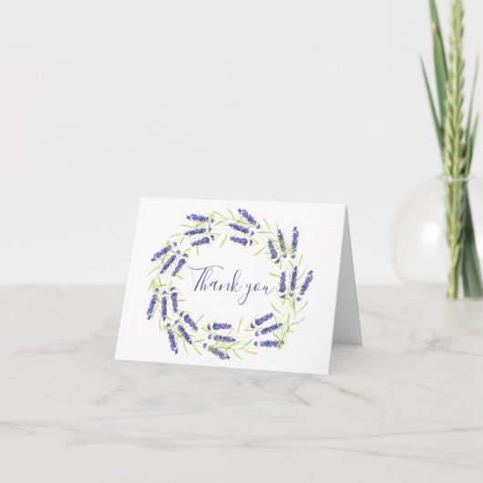 Lavender Watercolor Floral Wedding Vielen Dank Dankeskarte (Vorderseite)