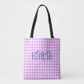 Lavender Watercolor Gingham Personalisiert Tote Ba Tasche (Vorderseite)