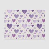 Lavender Watercolor Hearts with Gold Sparkle Seidenpapier (Vorderseite)