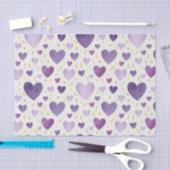 Lavender Watercolor Hearts with Gold Sparkle Seidenpapier (Handwerk)
