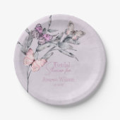 Lavender Watercolor Leaf und Butterflies Bridal Pappteller (Vorderseite)