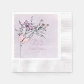 Lavender Watercolor Leaf und Butterflies Bridal Serviette (Vorderseite)