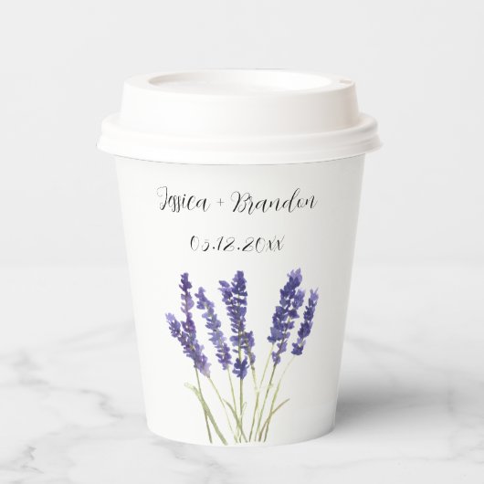 Lavender Watercolor Lila Blume Blumenzehen Pappbecher (Vorderseite)