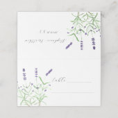 Lavender Watercolor Lila Blume Blumenzehen Platzkarte (Außenseite Aufgefaltet)