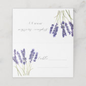 Lavender Watercolor Lila Blume Blumenzehen Platzkarte (Außenseite Aufgefaltet)
