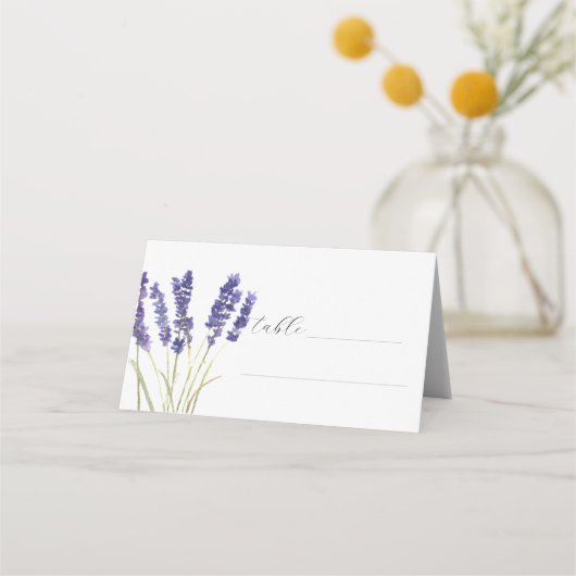 Lavender Watercolor Lila Blume Blumenzehen Platzkarte (Vorderseite)