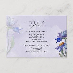 Lavender Watercolor Lila Daisies Wedding Details Begleitkarte