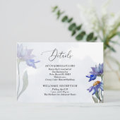 Lavender Watercolor Lila Daisies Wedding Details Begleitkarte (Stehend Vorderseite)