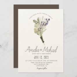 Lavender Watercolor Ökologisch Bouquet Wedding Einladung
