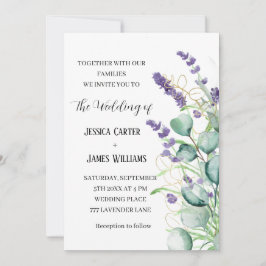 Lavender Watercolor Rustic Eukalyptus Wedding Einladung