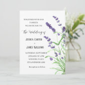 Lavender Watercolor Rustikale Elegante Hochzeit Einladung (Stehend Vorderseite)