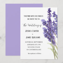 Lavender Watercolor Rustikale Elegante Hochzeit Einladung