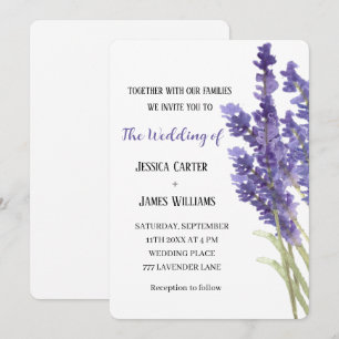 Lavender Watercolor Rustikale Elegante Hochzeit Einladung