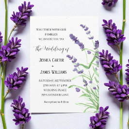Lavender Watercolor Rustikale Elegante Hochzeit Einladung