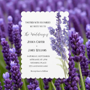 Lavender Watercolor Rustikale Elegante Hochzeit Einladung