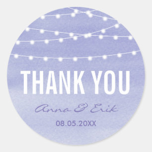 Lavender Watercolor String Lights Vielen Dank Runder Aufkleber