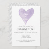 Lavender Watercolor Verlobung Herzschlag Einladung (Vorne/Hinten)