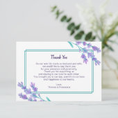 Lavender Watercolor Wedding Dankeschön Karte (Stehend Vorderseite)