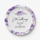 Lavender Watercolor Wedding Elegant Personalisiert Pappteller (Vorderseite)