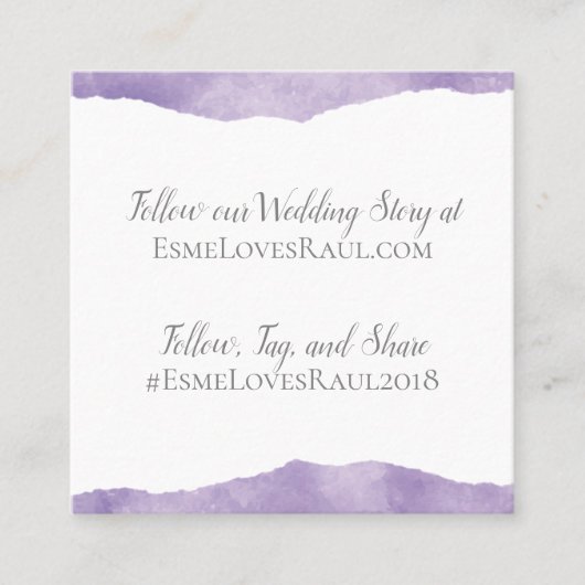 Lavender Watercolor Wedding Info Card Quadratische Visitenkarte (Vorderseite)