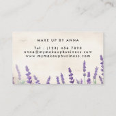 Lavender WatercolorMake up Artist Visitenkarte (Rückseite)