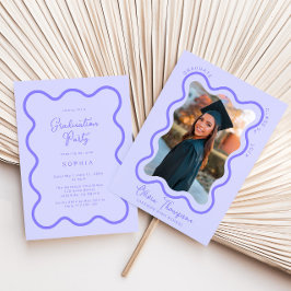 Lavender Wavy Foto Frame Abschluss Einladung