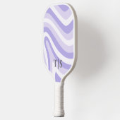 Lavender Wavy Stripe Monogram Pretty Pickleball Schläger (Links)