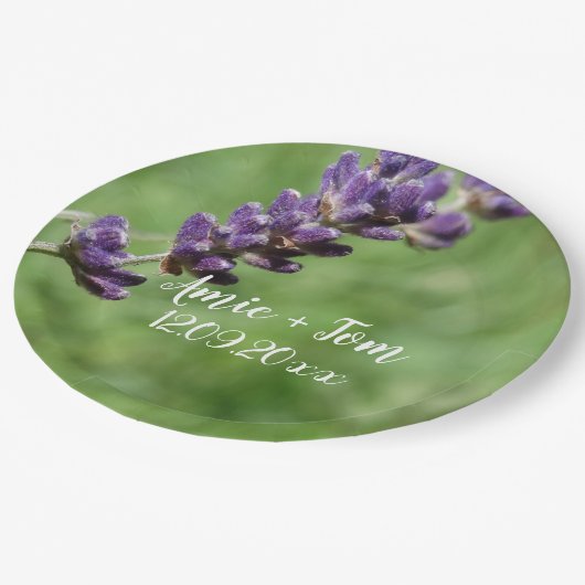 Lavender Wedding Custom Paper Tellers Pappteller (Schrägansicht)