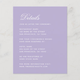 Lavender Wedding Details Budget Einfache Lila Kart