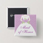Lavender Wedding Dress Brautparty Button (Vorne & Hinten)