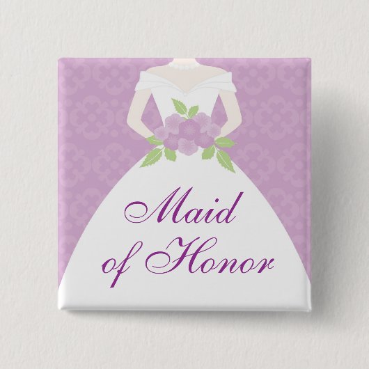Lavender Wedding Dress Brautparty Button (Vorderseite)