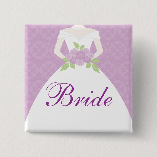 Lavender Wedding Dress Brautparty Button (Vorderseite)
