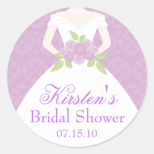 Lavender Wedding Dress Brautparty Runder Aufkleber (Vorderseite)
