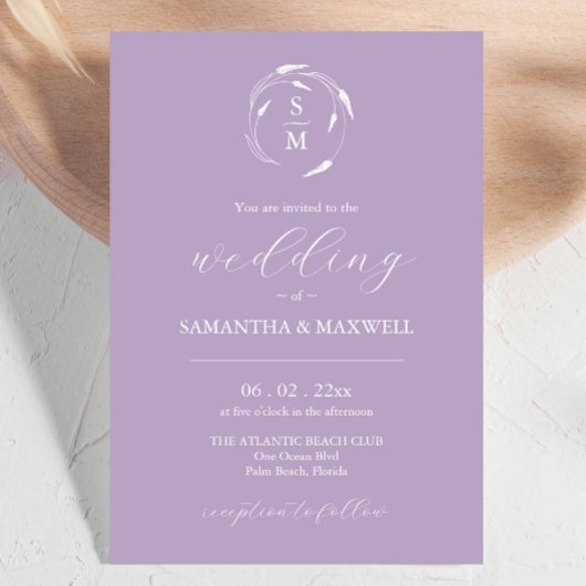 Lavender Wedding Einladung mit QR Code