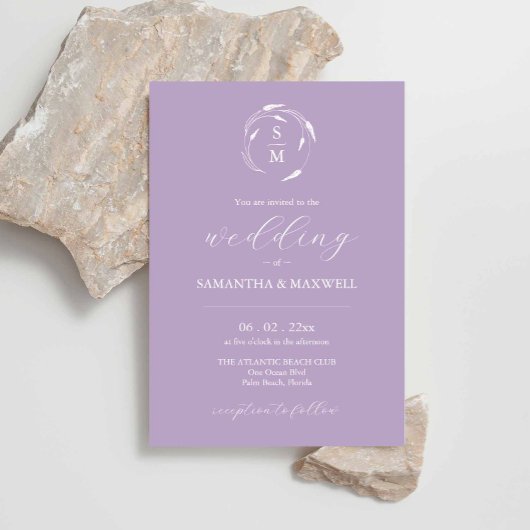 Lavender Wedding Einladung mit QR Code