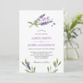 Lavender Wedding Einladung Rustikale Elegante Blum (Stehend Vorderseite)