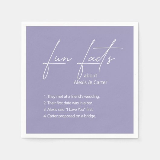 Lavender Wedding Fun Fakten Serviette (Vorderseite)