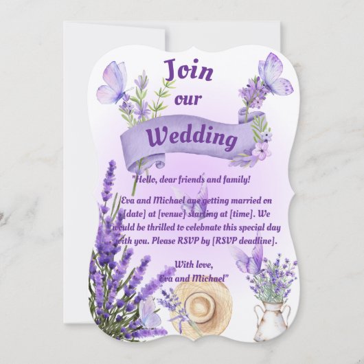 Lavender Wedding Invitation Einladung (Vorderseite)