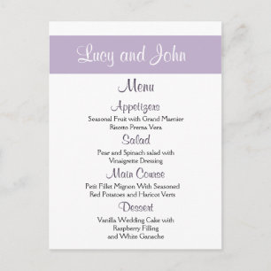 Lavender Wedding Menu Cards Postkarte